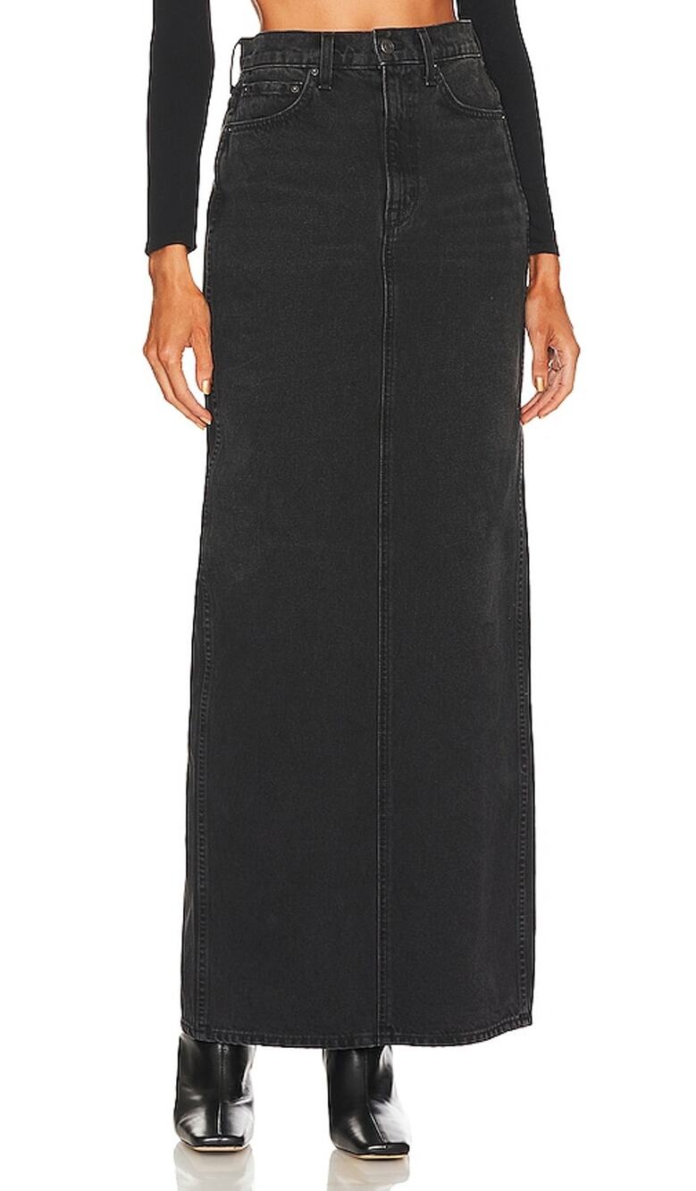 Grlfrnd High Rise Washed Black Amara Maxi Pencil Skirt Size 24